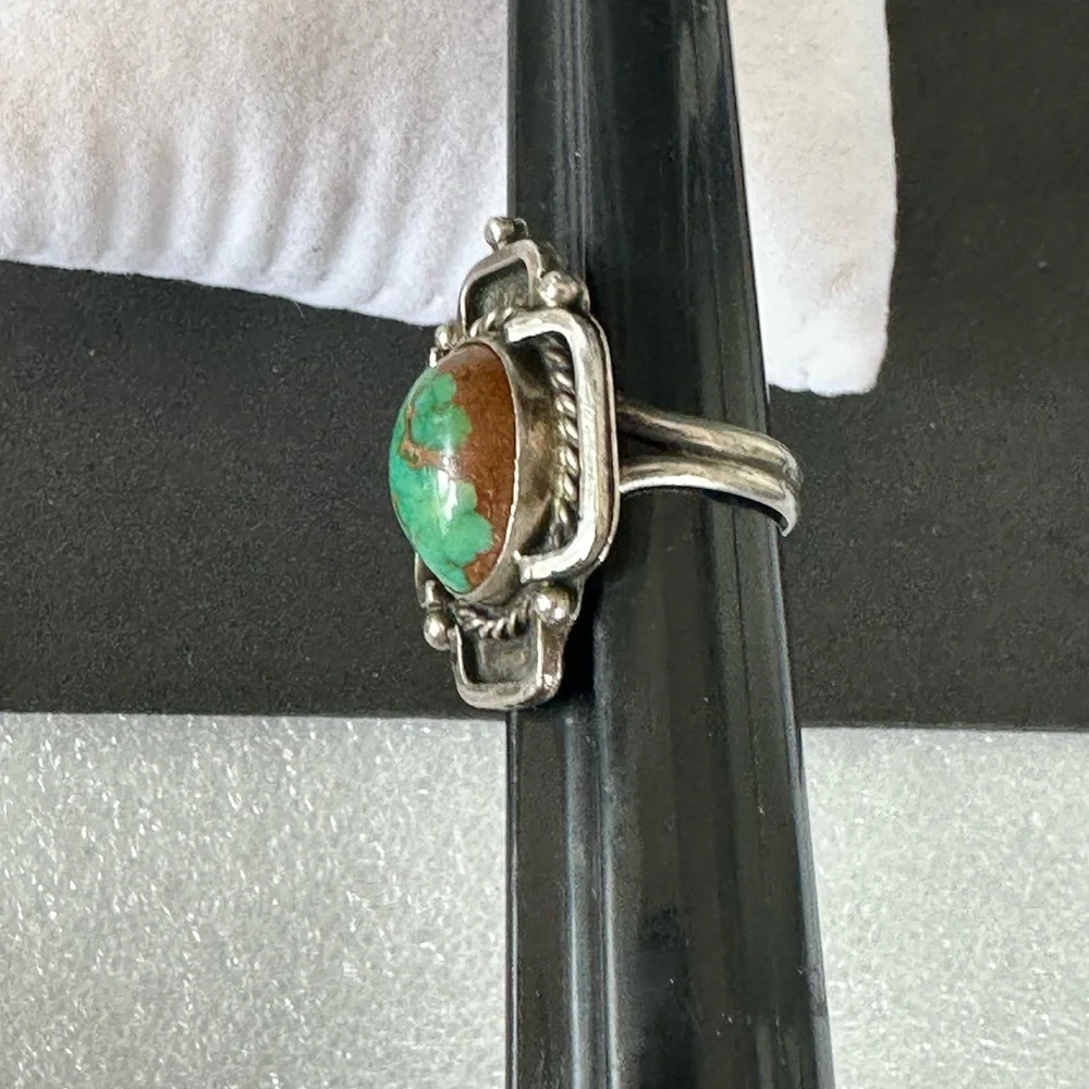Sterling Silver Turquoise Statement Ring - Green & Brown